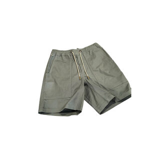 Men's LIVSN Green flex canvas Shorts M with Beige Drawstring k11